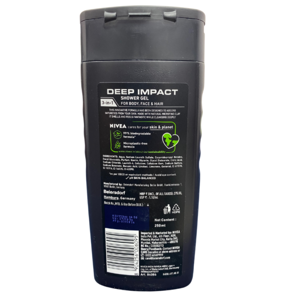 Nivea Men Deep Impact Cleansing Shower Gel (250 ml) - Image 2