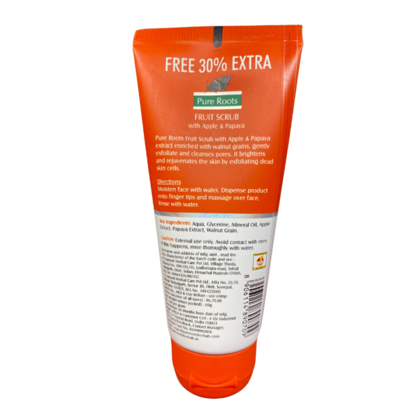 Pure Roots Fruit Scrub Apple & Papaya (60 g) - Image 2